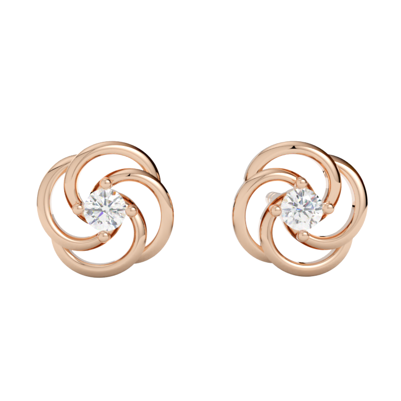 Eleganckie kolczyki z różowego złota z diamentem